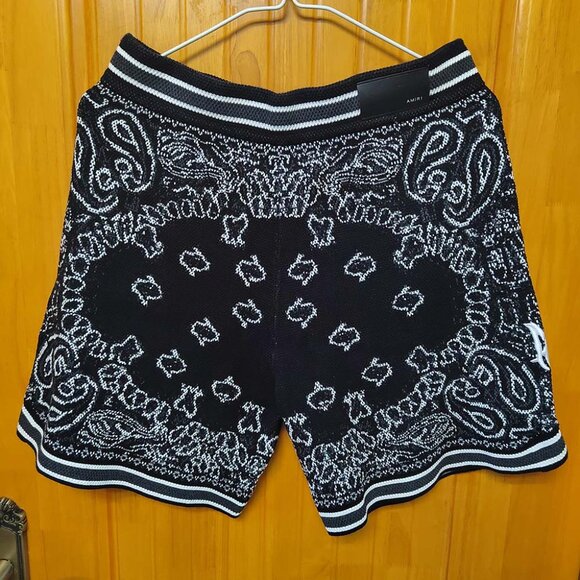 AMIRI Bandana Crochet Basketball Shorts Black - Picture 8 of 9